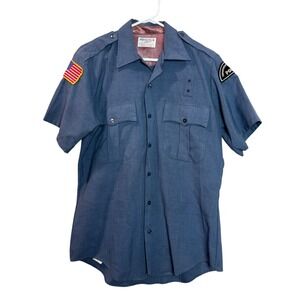 1960s Elbeco Department of Defense Police Shirt US Flag Patch DoD L Cold War Era